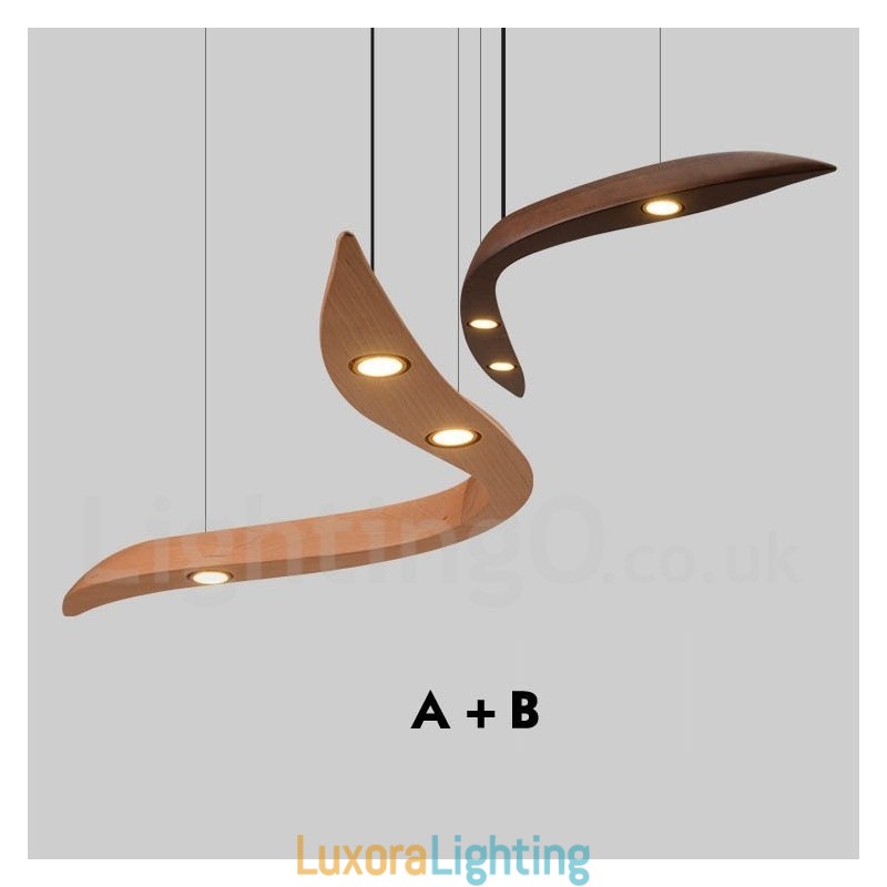 Designer Touch Decorative Modern Contemporary Wood 3 Light Pendant Light