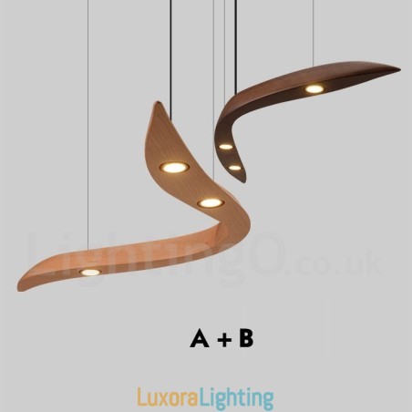 Designer Touch Decorative Modern Contemporary Wood 3 Light Pendant Light