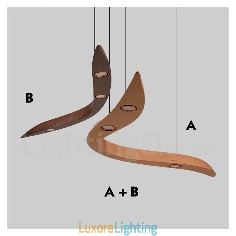 Designer Touch Decorative Modern Contemporary Wood 3 Light Pendant Light