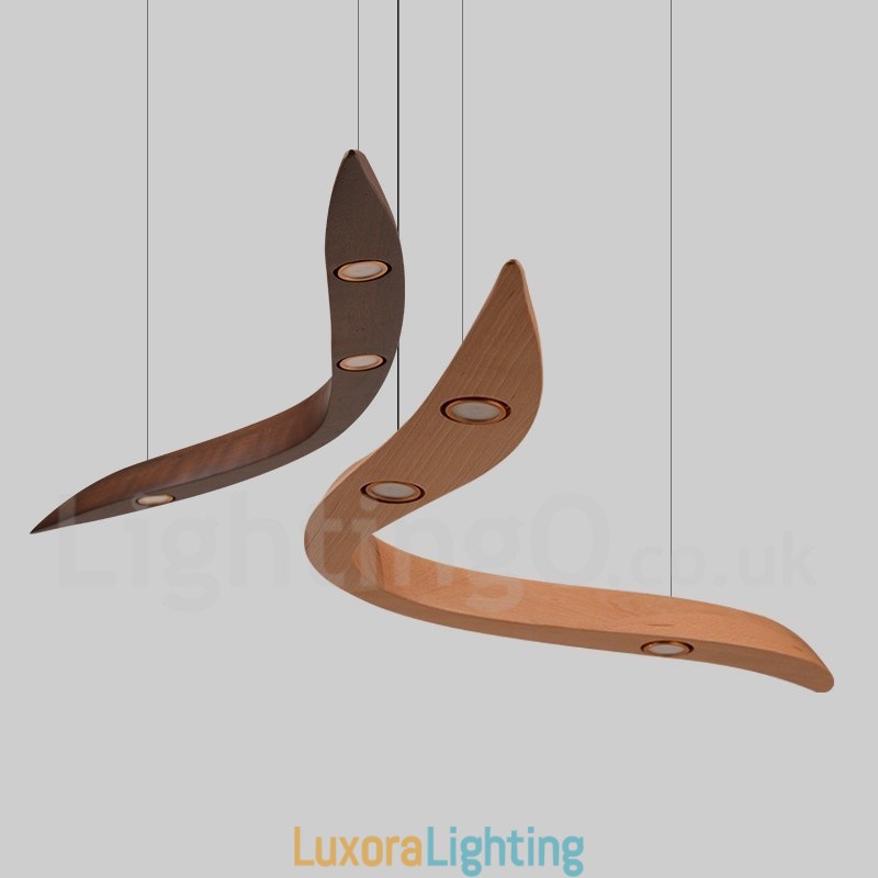 Designer Touch Decorative Modern Contemporary Wood 3 Light Pendant Light