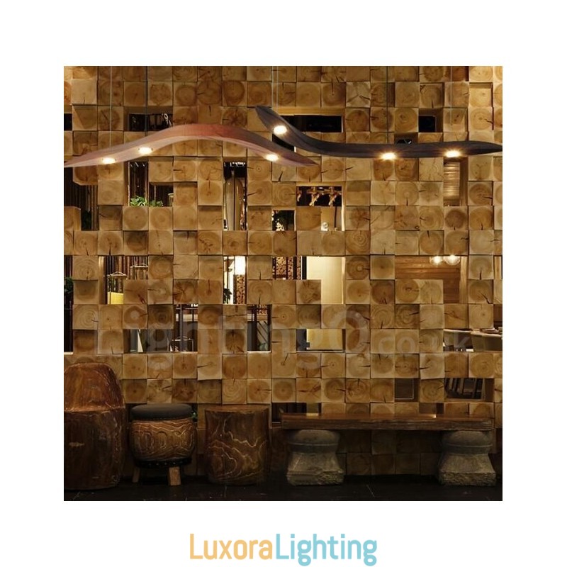 Designer Touch Decorative Modern Contemporary Wood 3 Light Pendant Light