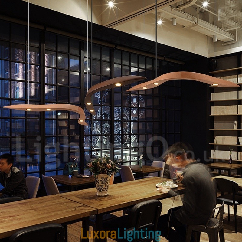Designer Touch Decorative Modern Contemporary Wood 3 Light Pendant Light
