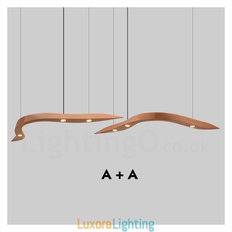 Designer Touch Decorative Modern Contemporary Wood 3 Light Pendant Light