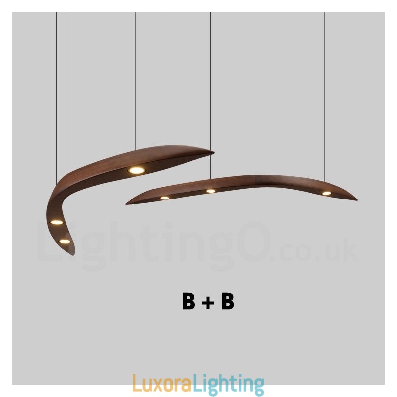 Designer Touch Decorative Modern Contemporary Wood 3 Light Pendant Light