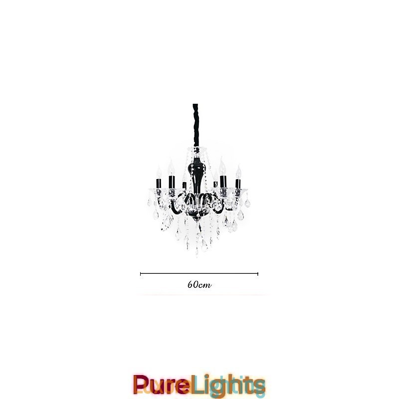 Designer Touch Decorative 6 Light Crystal Chandelier in Black Design Accent