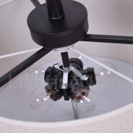 Designer Touch Decorative Rustic Lodge Metal Drum Pendant Light with Fabric Shade