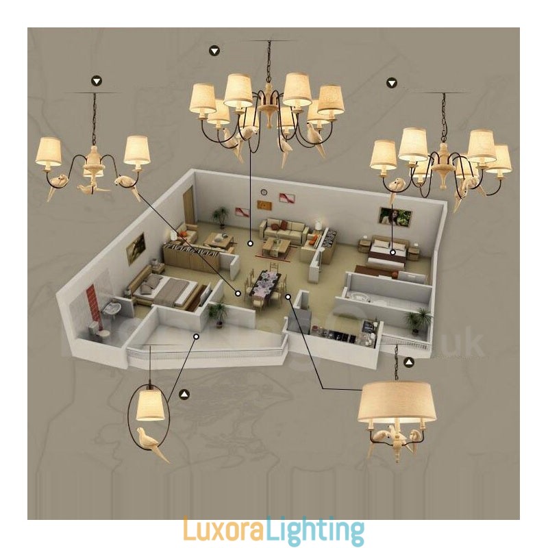 Designer Touch Decorative 6 Light Rustic Lodge Vintage Pendant Light