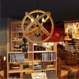 Designer Touch Decorative Country Hemp Rope 3 Light Vintage Pendant Light