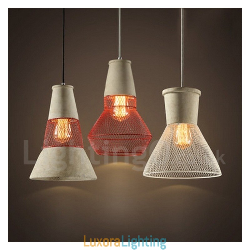 Designer Touch Decorative 1 Light Metal Concrte Rustic Lodge Pendant Light