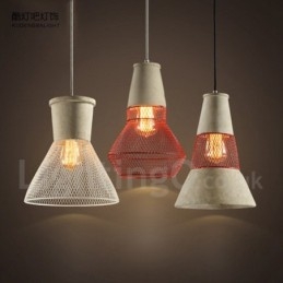 Designer Touch Decorative 1 Light Metal Concrte Rustic Lodge Pendant Light