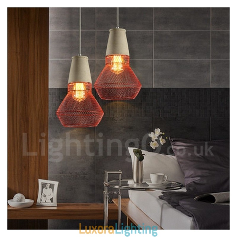 Designer Touch Decorative 1 Light Metal Concrte Rustic Lodge Pendant Light