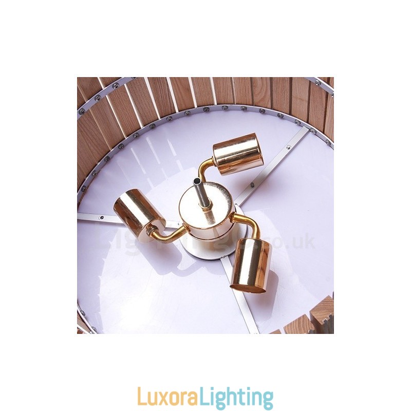 Designer Touch Decorative Modern Contemporary Wood Drum Pendant Light