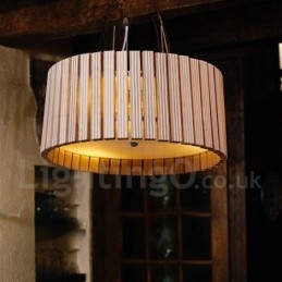Designer Touch Decorative Modern Contemporary Wood Drum Pendant Light