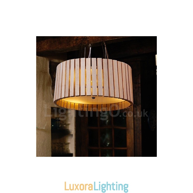 Designer Touch Decorative Modern Contemporary Wood Drum Pendant Light