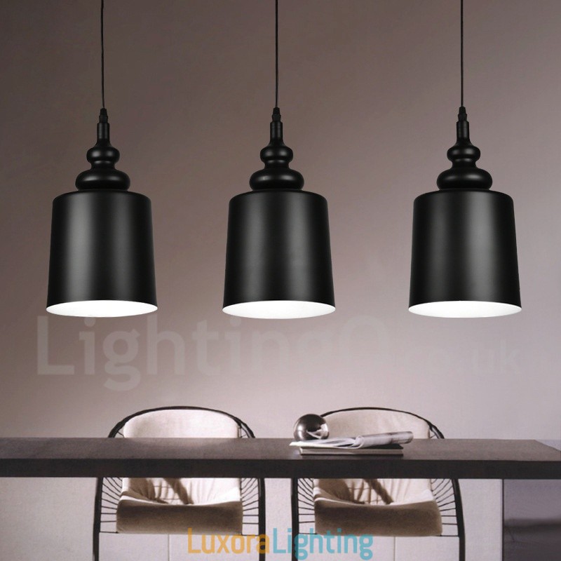 Designer Touch Decorative Black Modern Contemporary 3 Light Pendant Light