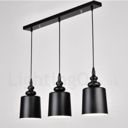 Designer Touch Decorative Black Modern Contemporary 3 Light Pendant Light