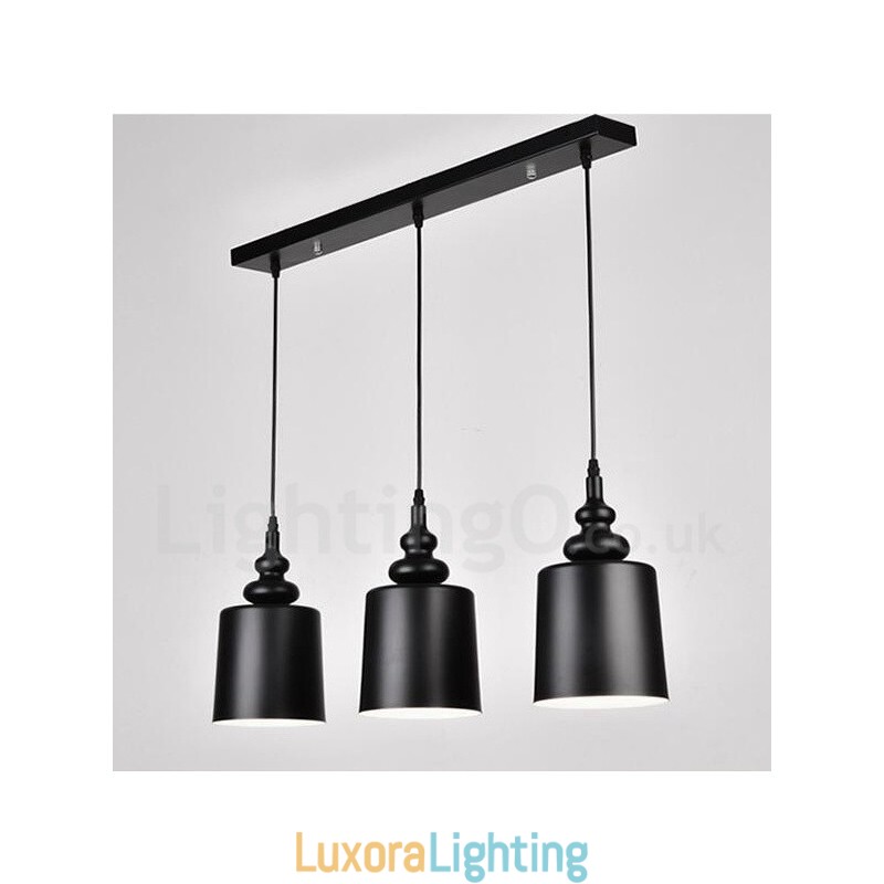 Designer Touch Decorative Black Modern Contemporary 3 Light Pendant Light