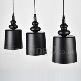 Designer Touch Decorative Black Modern Contemporary 3 Light Pendant Light