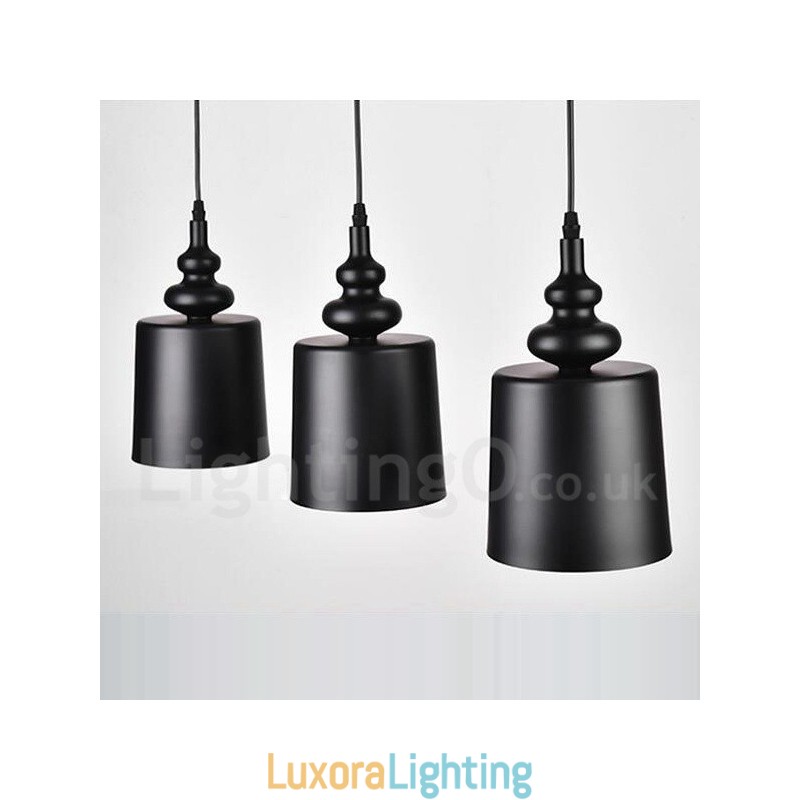 Designer Touch Decorative Black Modern Contemporary 3 Light Pendant Light