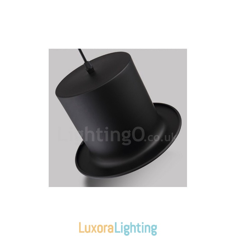 Designer Touch Decorative Black Metal Hat Shape 1 Light Retro Vintage Pendant Light