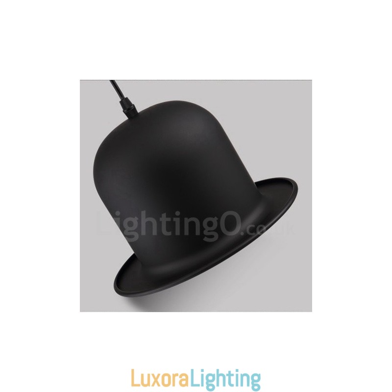 Designer Touch Decorative Black Metal Hat Shape 1 Light Retro Vintage Pendant Light