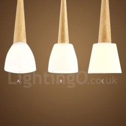 Designer Touch Decorative Rustic Lodge Wooden Pendant Light with Glass Shade