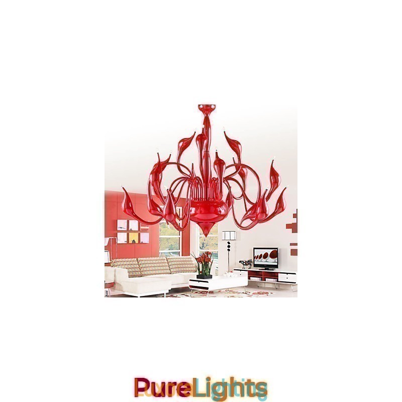 Designer Touch Decorative Modern Chandelier Light 18 Lights G4 Red Painting