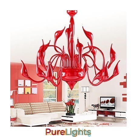 Designer Touch Decorative Modern Chandelier Light 18 Lights G4 Red Painting