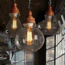 Designer Touch Decorative Retro Vintage Pendant Light with Glass Shade Lamp