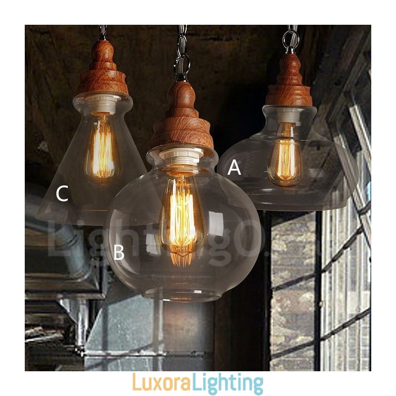 Designer Touch Decorative Retro Vintage Pendant Light with Glass Shade Lamp