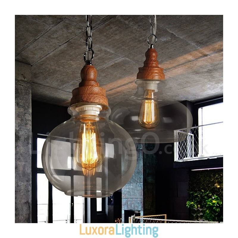 Designer Touch Decorative Retro Vintage Pendant Light with Glass Shade Lamp