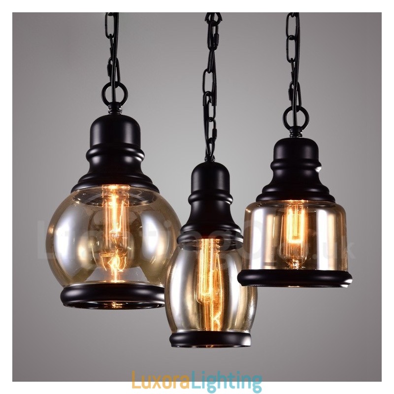 Designer Touch Decorative Retro Vintage Pendant Light with Glass Shade Lamp