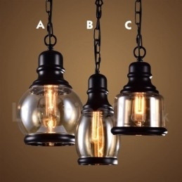 Designer Touch Decorative Retro Vintage Pendant Light with Glass Shade Lamp