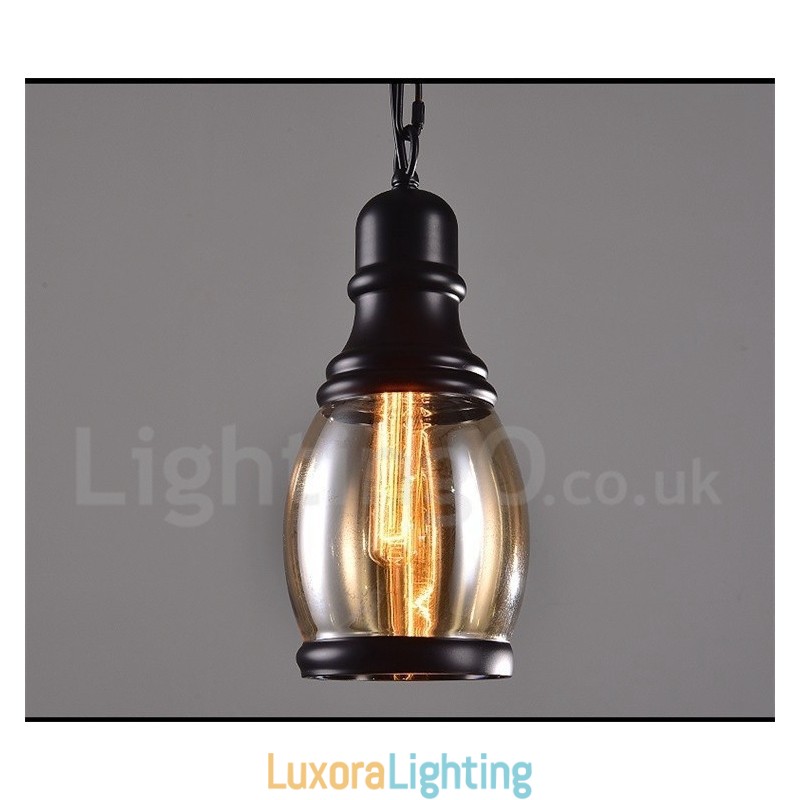 Designer Touch Decorative Retro Vintage Pendant Light with Glass Shade Lamp
