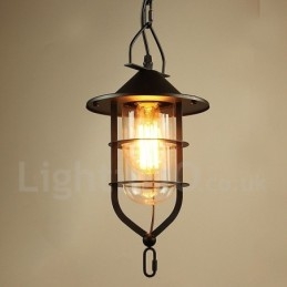 Designer Touch Decorative Vintage Metal Pendant Light with Glass Shade