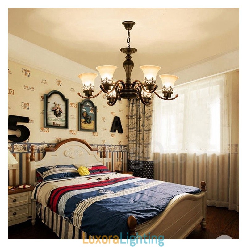 Designer Touch Decorative 6 Light Rustic Lodge Integrated Metal Chandelier