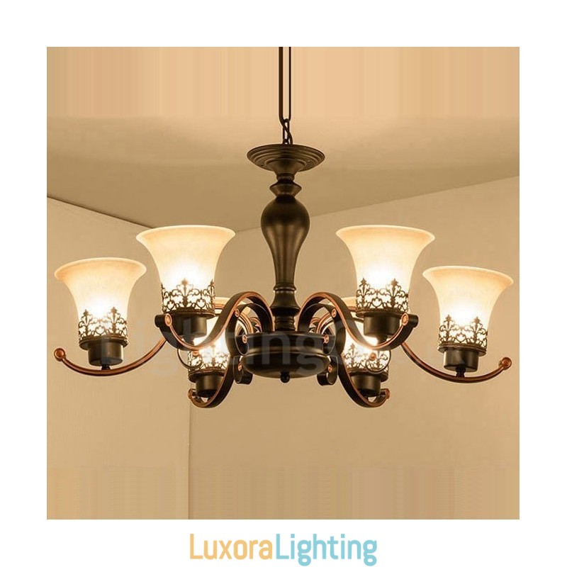 Designer Touch Decorative 6 Light Rustic Lodge Integrated Metal Chandelier