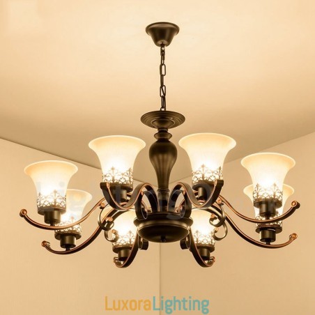 Designer Touch Decorative 8 Light Rustic Lodge Integrated Metal Chandelier