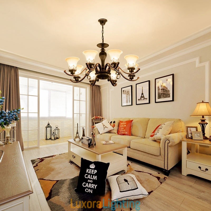 Designer Touch Decorative 8 Light Rustic Lodge Integrated Metal Chandelier