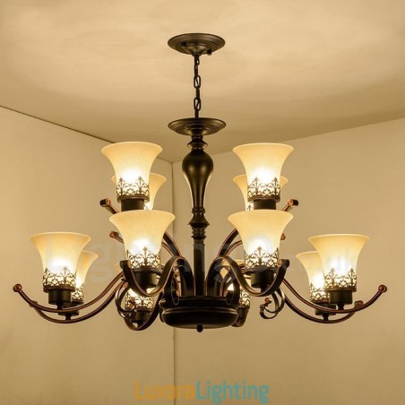 Designer Touch Decorative 12 Light Rustic Lodge Integrated Metal Chandelier