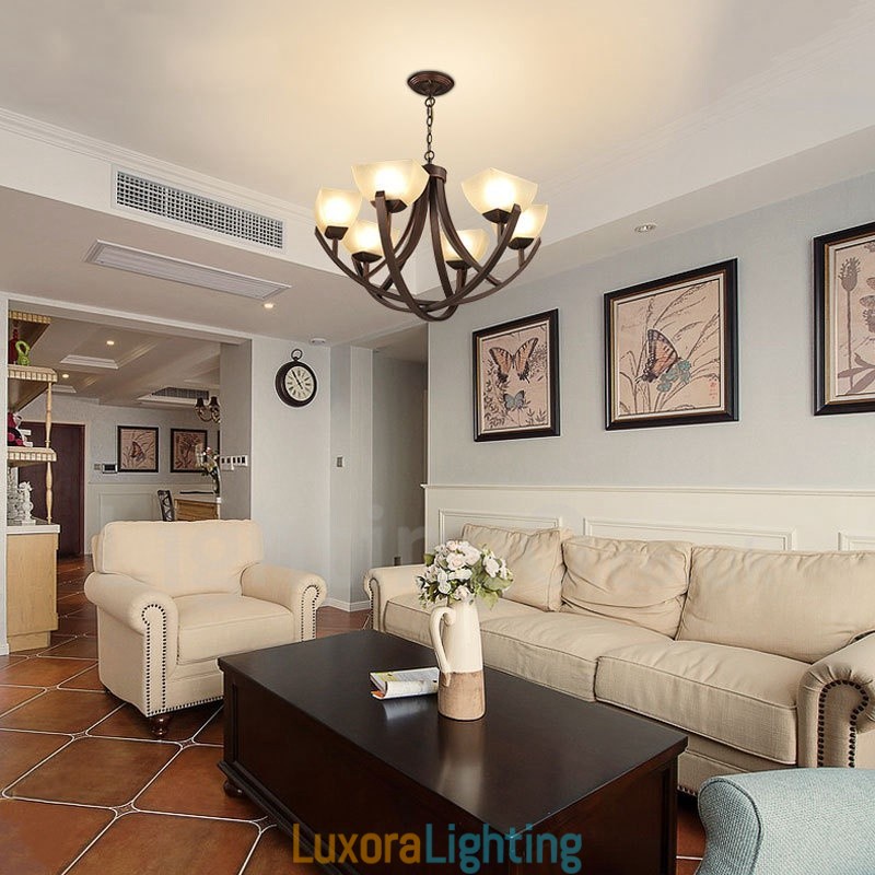 Designer Touch Decorative 6 Light Rustic Lodge Integrated Metal Chandelier