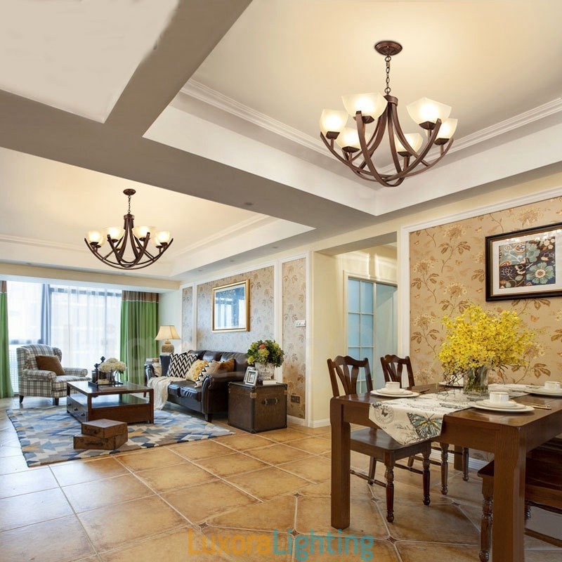 Designer Touch Decorative 6 Light Rustic Lodge Integrated Metal Chandelier