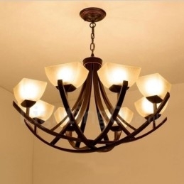 Designer Touch Decorative 8 Light Rustic Lodge Integrated Metal Chandelier
