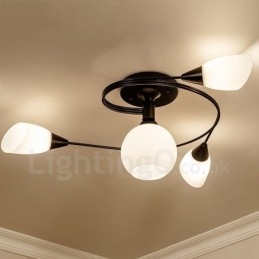 Designer Touch Decorative 4 Light Rustic Lodge Integrated Chandelier with Glass Shade