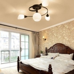 Designer Touch Decorative 4 Light Rustic Lodge Integrated Chandelier with Glass Shade