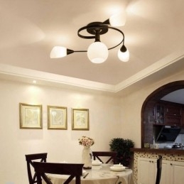 Designer Touch Decorative 4 Light Rustic Lodge Integrated Chandelier with Glass Shade