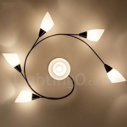 Designer Touch Decorative 6 Light Rustic Lodge Integrated Chandelier with Glass Shade