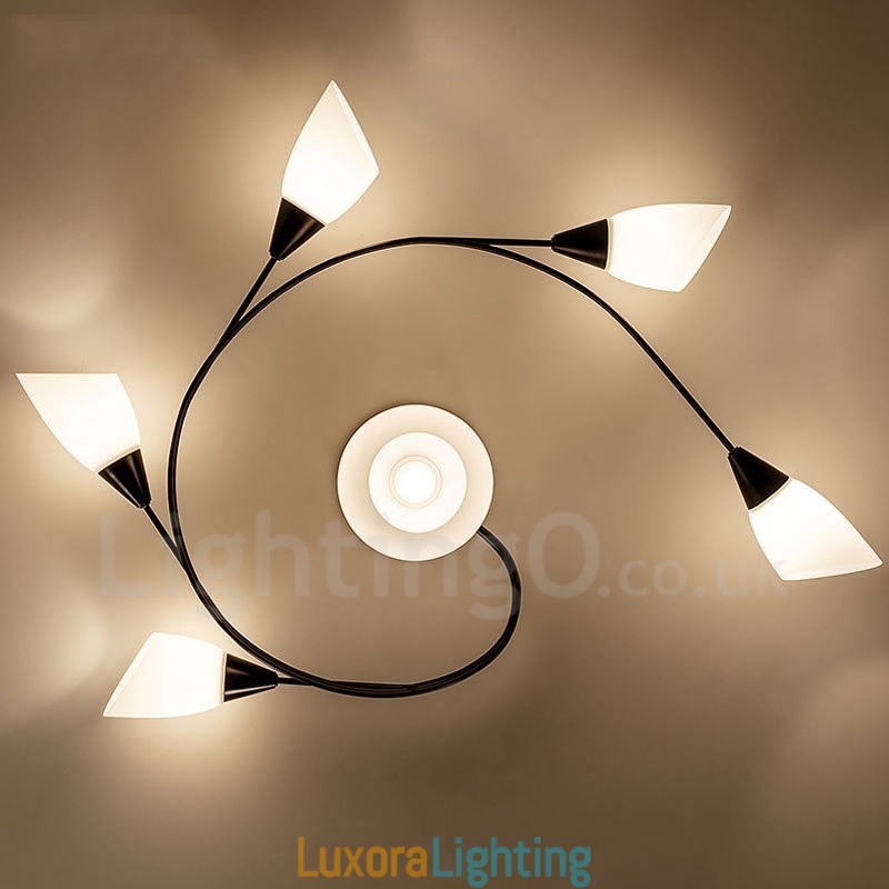 Designer Touch Decorative 6 Light Rustic Lodge Integrated Chandelier with Glass Shade