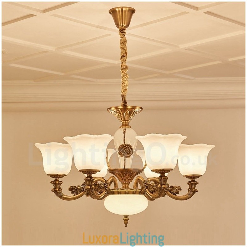 Designer Touch Decorative 6 Light Traditional Classic Integrated Metal Luxury Chandelier