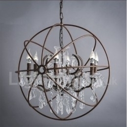 Designer Touch Decorative Diameter 60CM 80CM Vintage Crystal Painting Metal Chandelier Rusty Colour Pendant Light